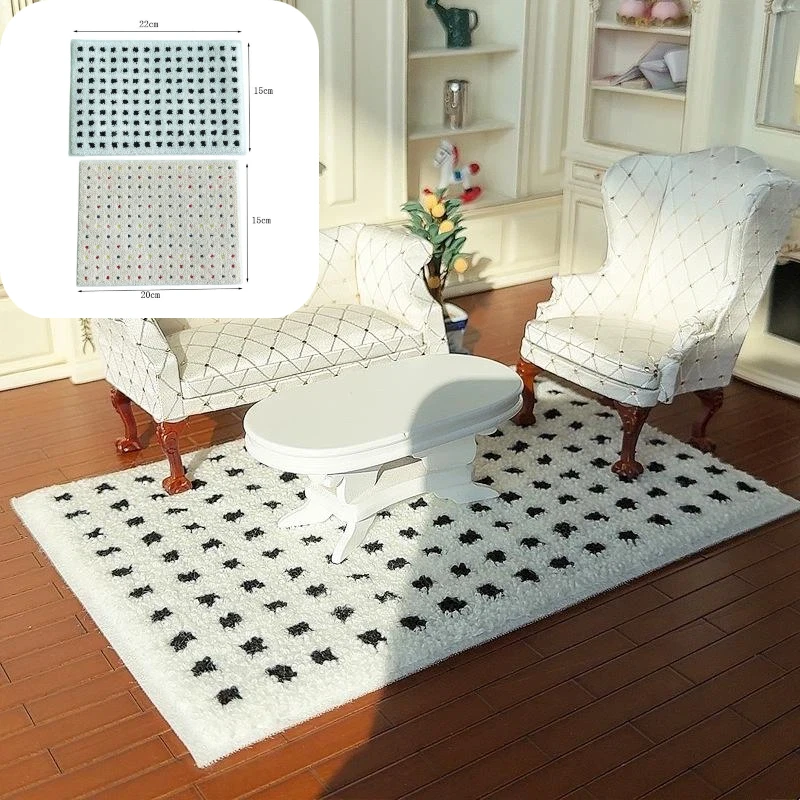 1: 12 Miniaturowy dywanik pluszowy do domku dla lalek, puszysta mata, rekwizyt do fotografii, zabawki do zabawy w udawanie dla dzieci, mini dekoracje do domku dla lalek, prezenty