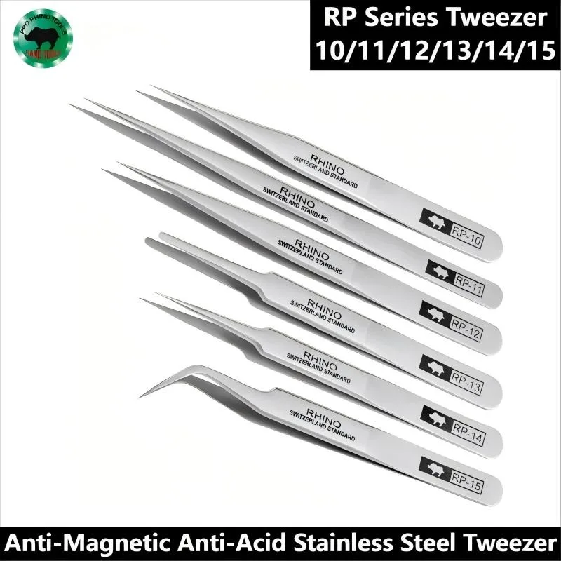 Japan RHINO RP Series Tweezers Acid-proof and Anti-magnetic High Precision Straight Elbow Jig for Electronic Products