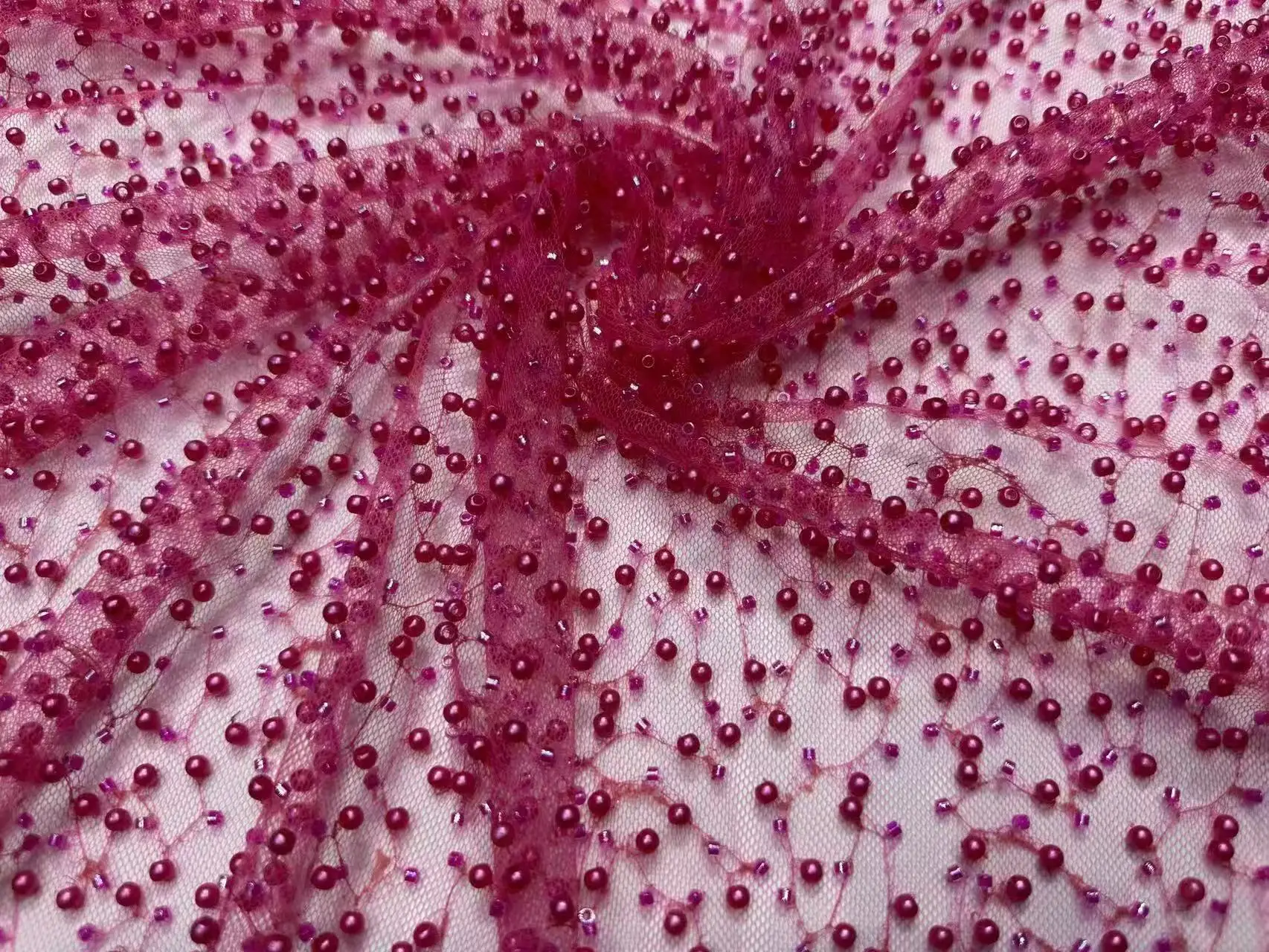 Latest Best Quality Elegant Delicate Embroidered Soft Mesh lace With Lots Beads Fabric For Wedding Evening Dress U_GE1985