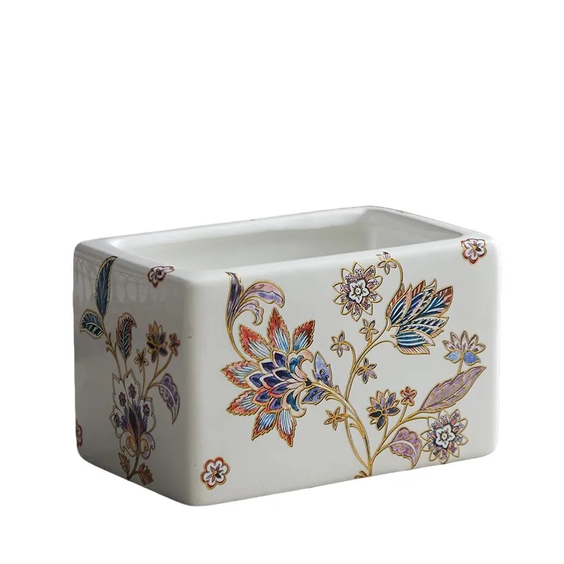 

Minimalist Ceramic Remote Control Storage Box, Luxury Living Room Bedroom Makeup Vanity Accessories Organizer