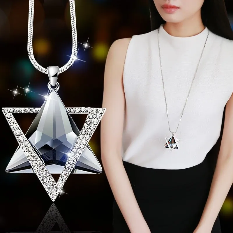 Star of David Inlaid Resin Necklace Pendant for Women Exquisite Fashion Charm Religious Party Jewelry Accessories Necklace