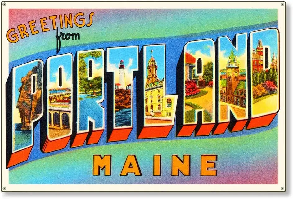 Metal Tin Sign Vintage Chic Art Decoration Portland Maine Travel for Home Bar Cafe Farm Store Garage or Club 12