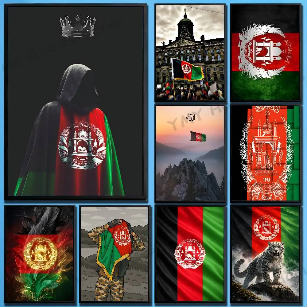 Afghanistan AF Flag Poster For Wall Prints for Living Room Bedroom Office Home Decoration Gift