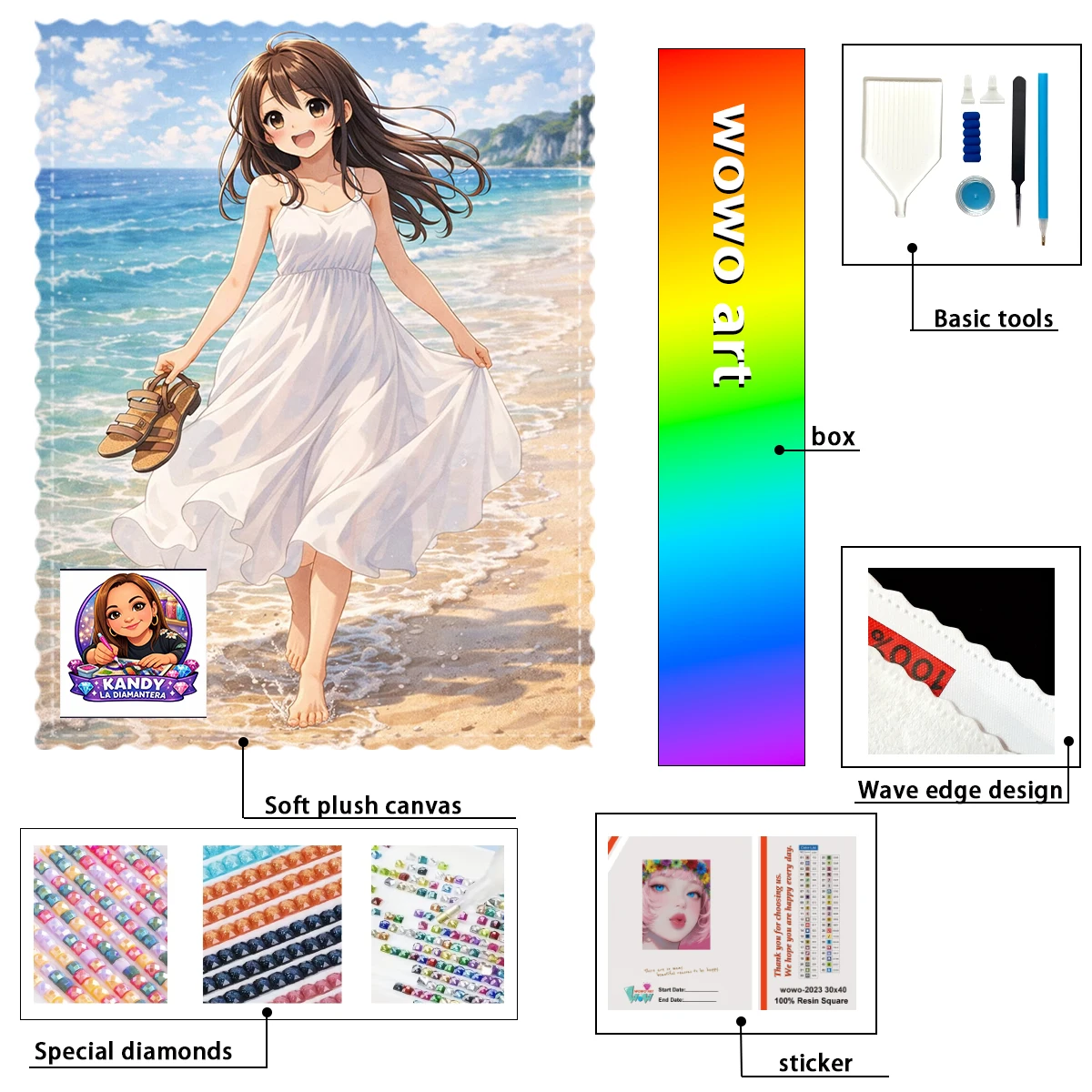 

【KANDY_ Diamond Art】Девушка, бегущая по пляжу, AB Rhinestone FD Rhinestone Perfect Resin Diamond