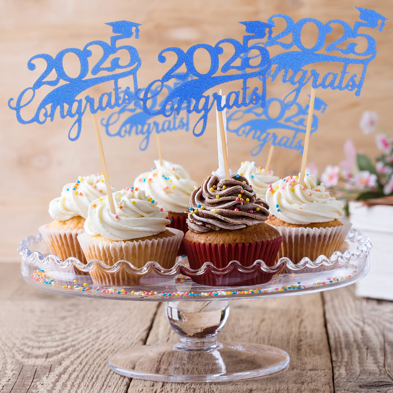 

10Pcs Grad Cake Topper 2025 Graduation Season Decor Easy Install Celebration Cake Insert for Memory Making Event