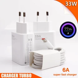 2026 New 33W Charger 6A Quick Charging QC 3.0 Fast Turbo Charge Mobile Phone Charger Adapter USB Type C Cable For Samsung Xiaomi
