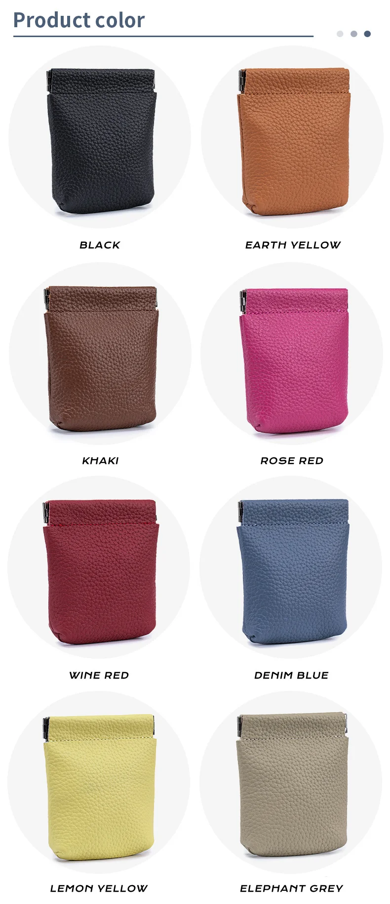 Echtes Leder Mini Kieselstein Geldbörse Brieftasche Schlüssel Tasche Tragbare Kopfhörer Schrapnell Lagerung Lippenstift Karte Halter Beutel Männer Frauen – Detail 13