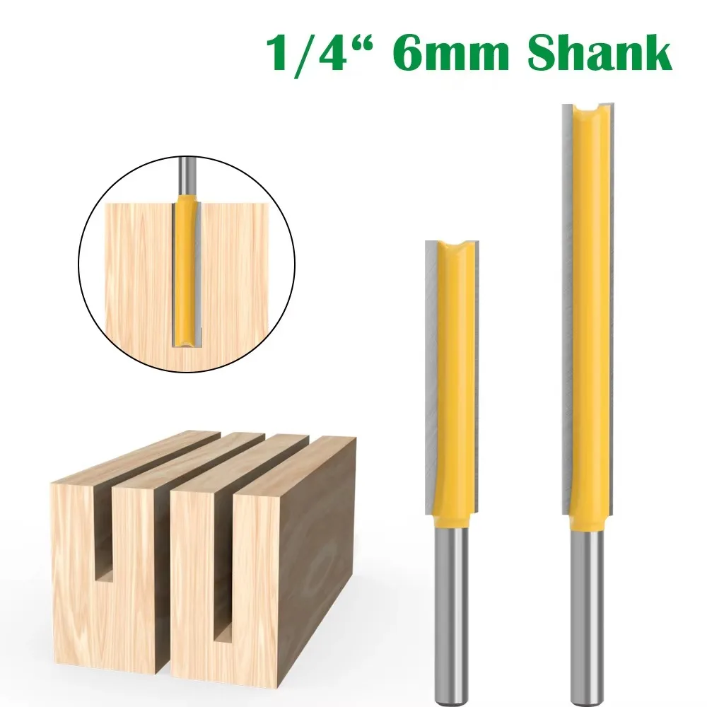 

1 шт., 1/4 дюйма, 6,35 мм, фреза с хвостовиком, удлинитель для резьбы по дереву, длинный прямой нож для обрезки, фреза с ЧПУ, фреза для кромок по дереву