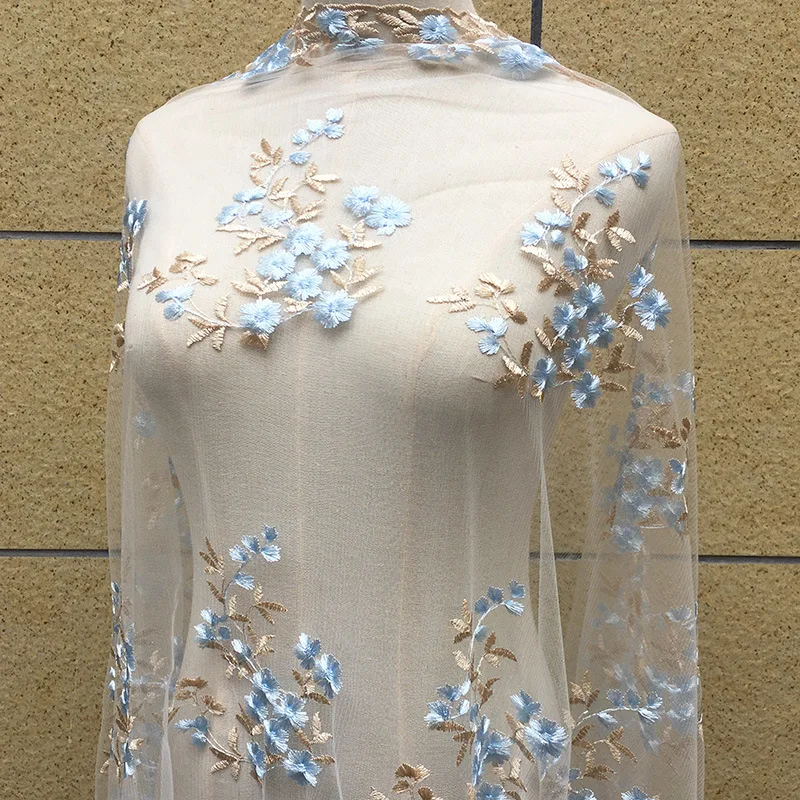 New Multi-color women's Skirts, children's Dresses, Embroidered Clothing, Mesh Fabric, Floral Embroidery Mesh Fabric DIY