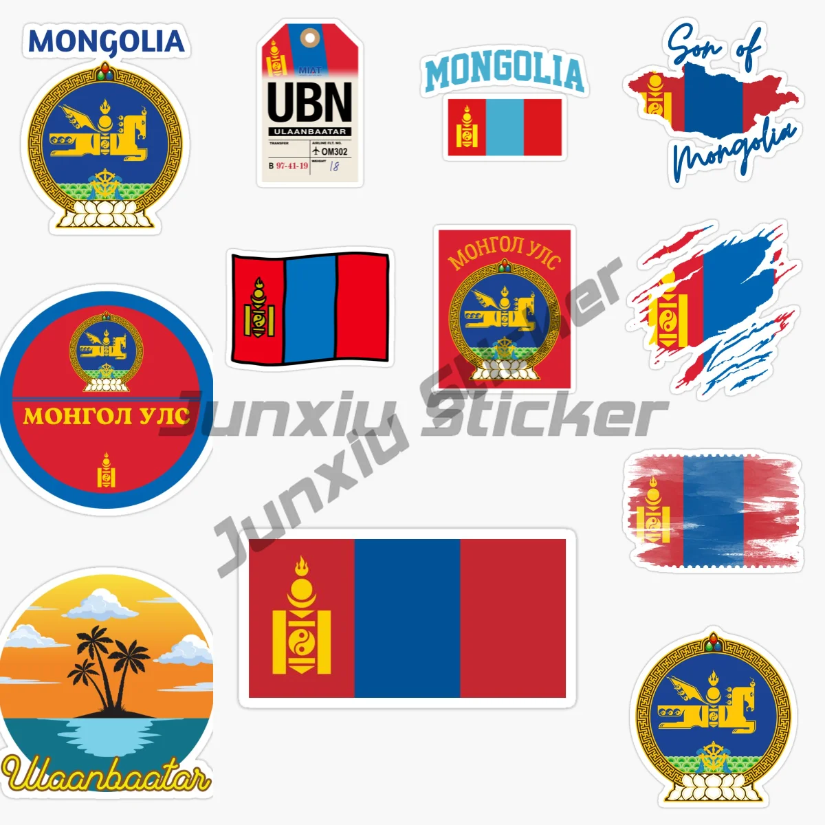 

Mongolia ULAANBAATAR National Flag and Emblem Scenic Adventure Car Stickers Vinyl Waterproofing Self-adhesive Flower Decal