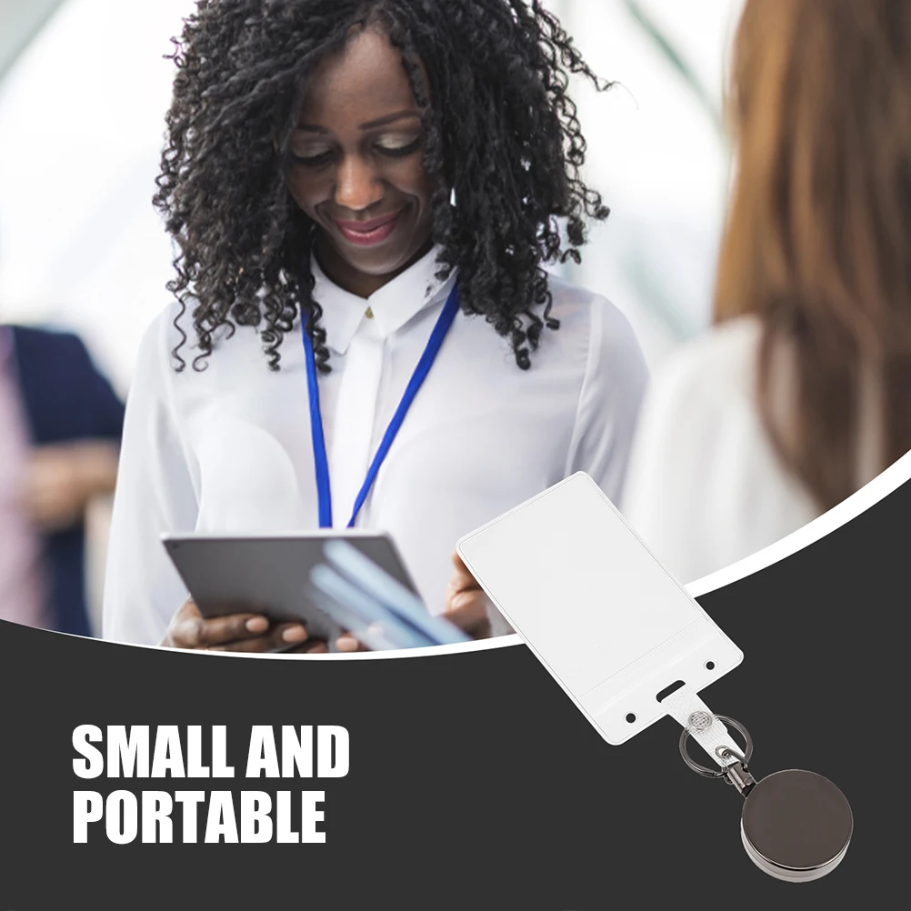 

2Pcs Metal Can Buckle Retractable ID Badge Holders PVC Waterproof Card Sleeves for Work Cards Lightweight Practical Durability