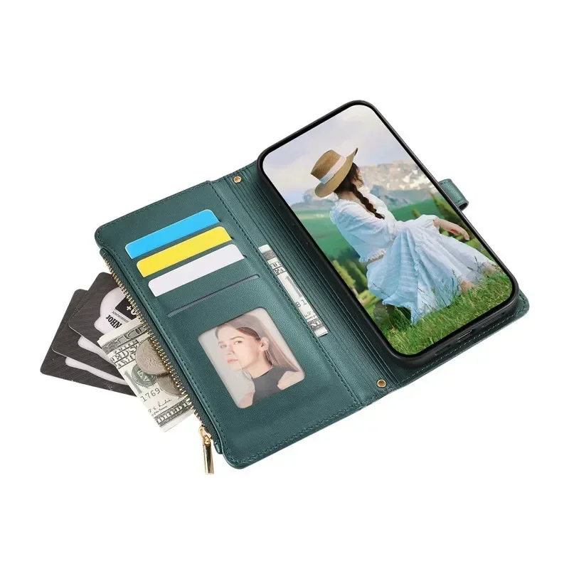 S24 Ultra S 24 Cassa Del Telefono per Samsung Galaxy S23 S22 S21 S20 S10 Ultra plus FE Rombo Griglia Lunga Corda Appesa Flip Wallet Cases