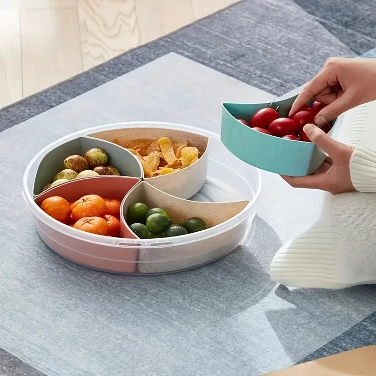 1pc  Container, Creative Snack Serving Tray With Lid, 12.2