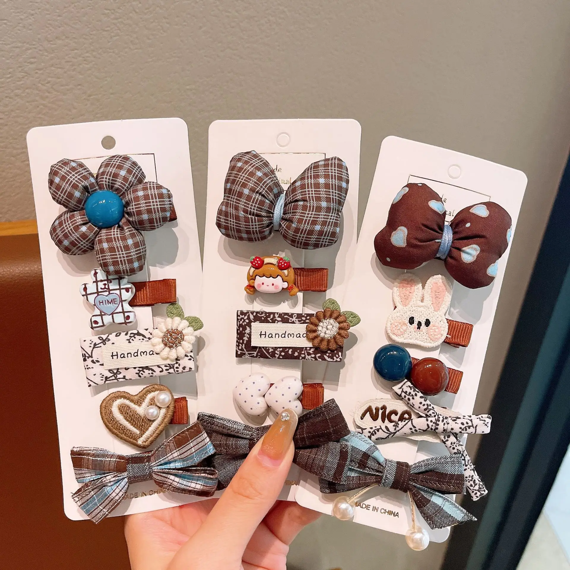 5-teiliges Haarspangen-Set für Kinder, niedliche Schleife, Cartoon-Blume, süße Kawaii-vielseitige Haarnadeln, hochwertiger Haarschmuck für Mädchen