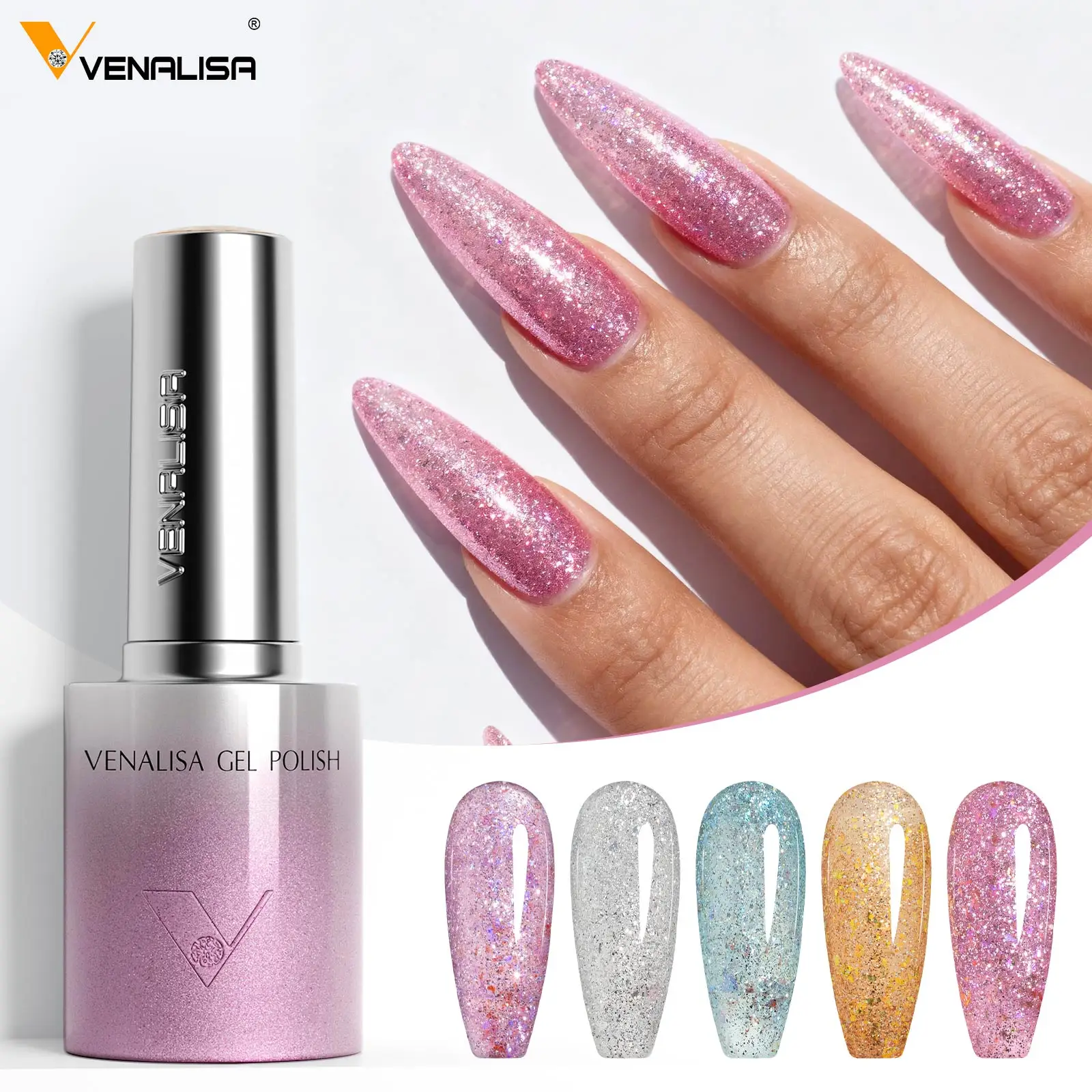 VENALISA 10 ml Cat Eye Gel Nagellack Ultra Sparkle Glitter Gel HEMA FREE TPO FREE Semi Permanent UV LED Soak Off Nagelmaniküre – Detail 7
