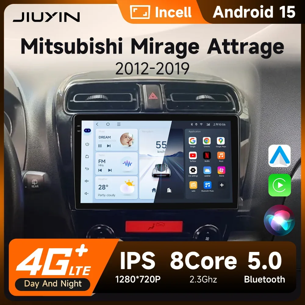 For Mitsubishi Mirage Attrage 2012-2018 Space Star 2014 Incell Car Radio Android 15 Carplay Gps Navigation Stereo Multimedia