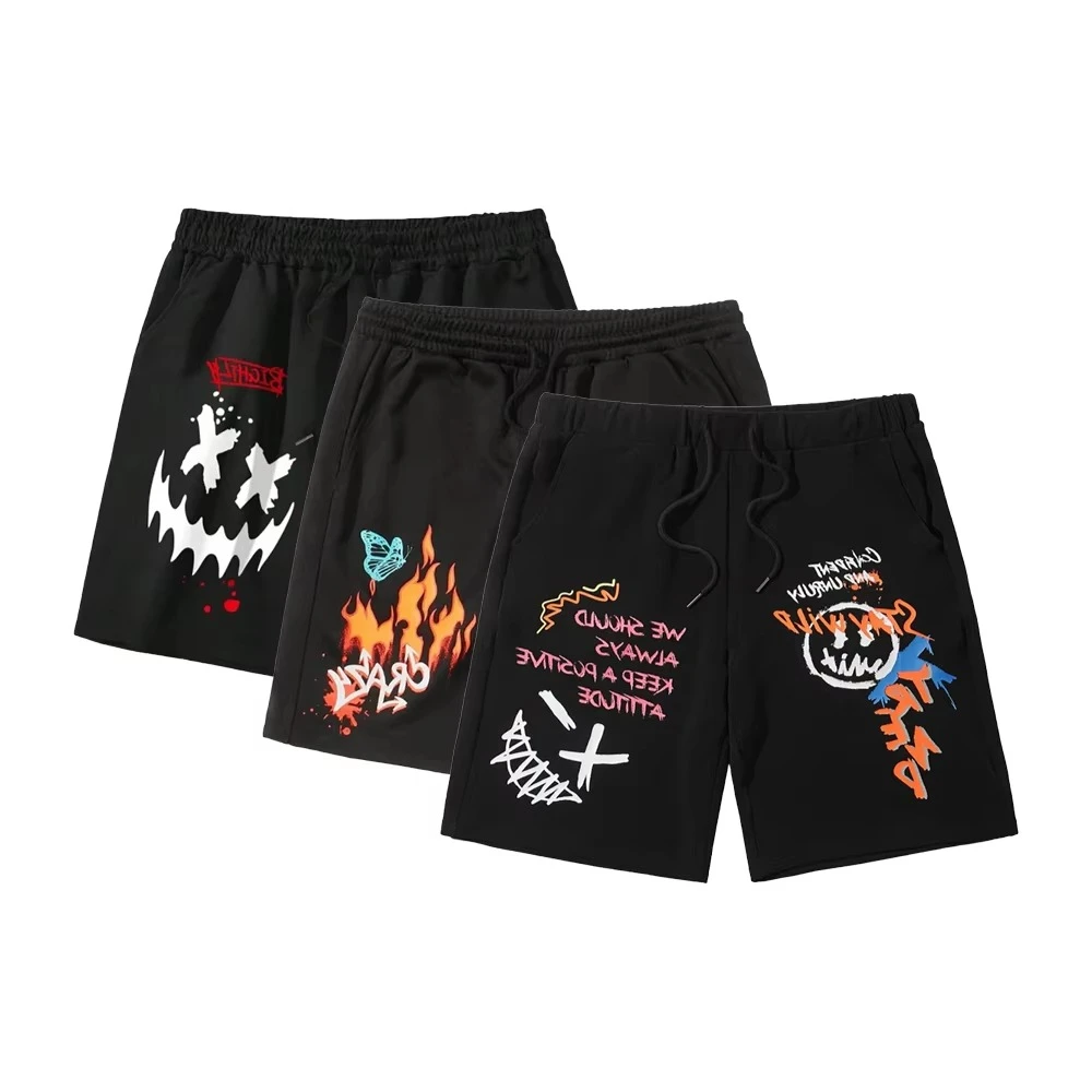 

Keep A Smile for Life Fashion Trend Print Y2K Men Shorts Breathable Quick-drying Flexible Summer Street Casual Beach Shorts Moto