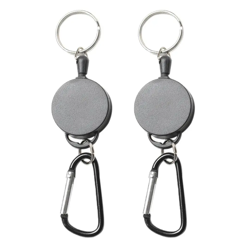 4-6pack 2 Pieces Retractable Key Chain Steel Reel Recoil Chain Key Ring Belt