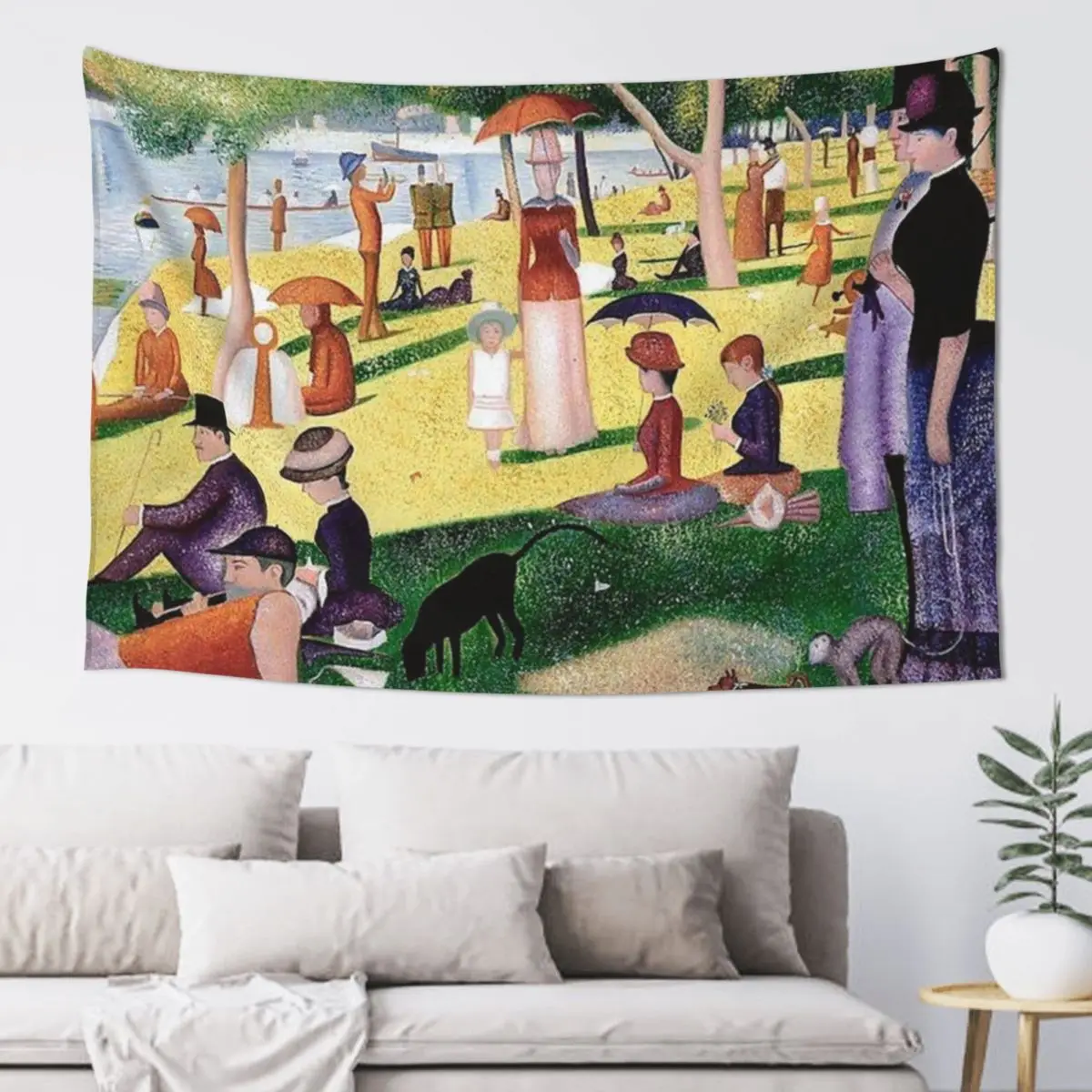 

Georges Seurat A Sunday Afternoon on the island of la grande jatte famous painting Tapestry Wallpapers Home Decor Tapestry