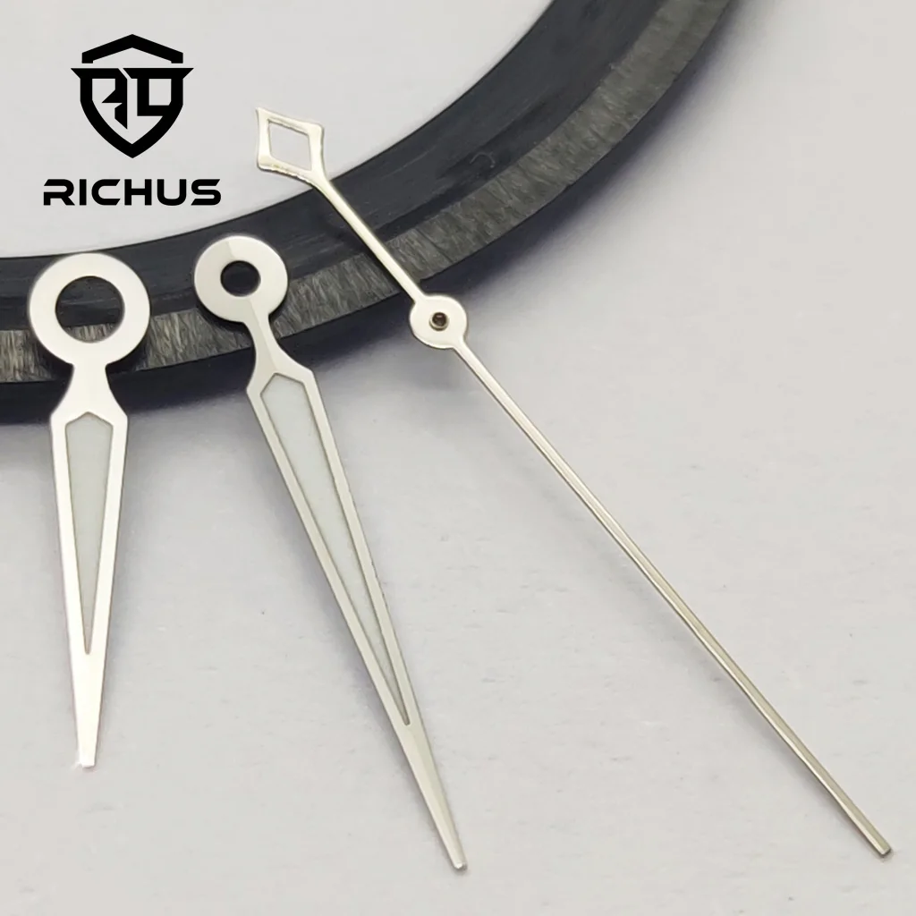 RICHUS NH35 시계 바늘 실버 시계 바늘 녹색 빛나는 맞춤 NH34 NH35 NH36 무브먼트