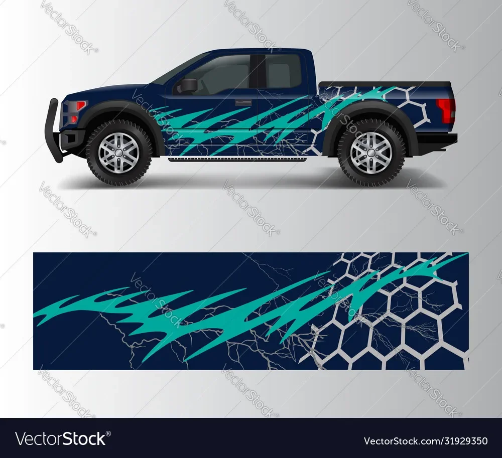 Navy Pickup Car Full Wrap Sticker Car Decal Decorative Cut Body Racing Graphic Vinyl Wrap Modern Design Width 58cm