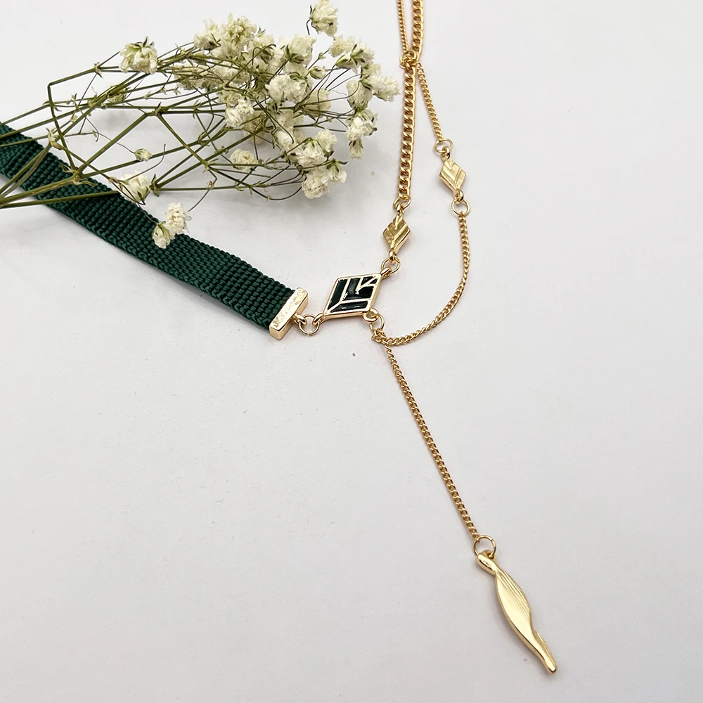 Game Genshin Impact Alhaitham Cosplay Necklace Bracelet Leaf Pendant Jewelry Choker Chain Unisex Bangle Party Accessories