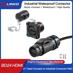 CNLINKO M24 Waterproof HDMI-Compatible 2.0 Cable Connector High Speed Transmission Connector for Computer UHDTV Video Projector