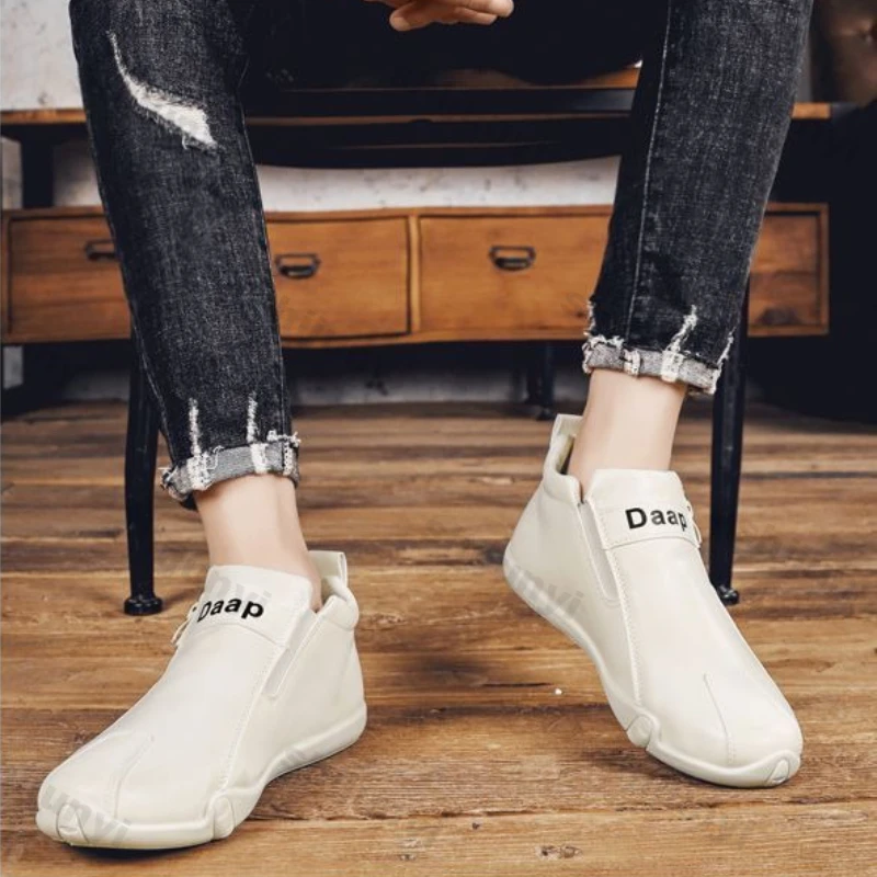 Autumn Men Casual Shoes 2025 New Trend Outdoor Non Slip Work Shoes Fashion Side Zipper Comfortable Wear-resistant Leather Shoes