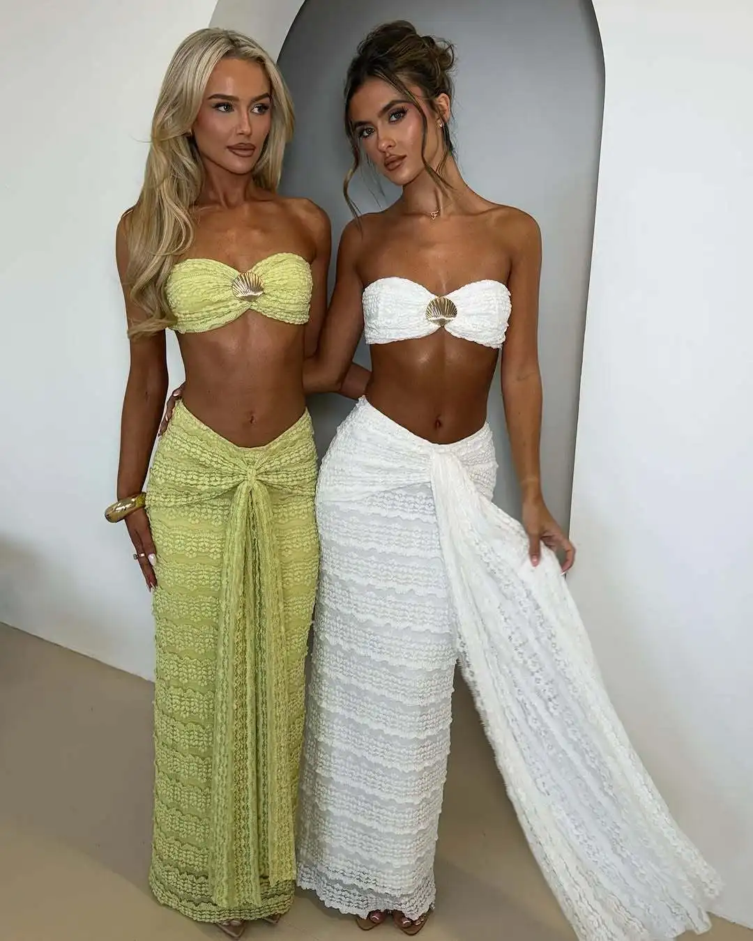 Women Swimsuit Lace Embroidered Beach Vacation Casual Swimsuit Two-Piece Set Swimwear Maillot De Bain Femma купальник