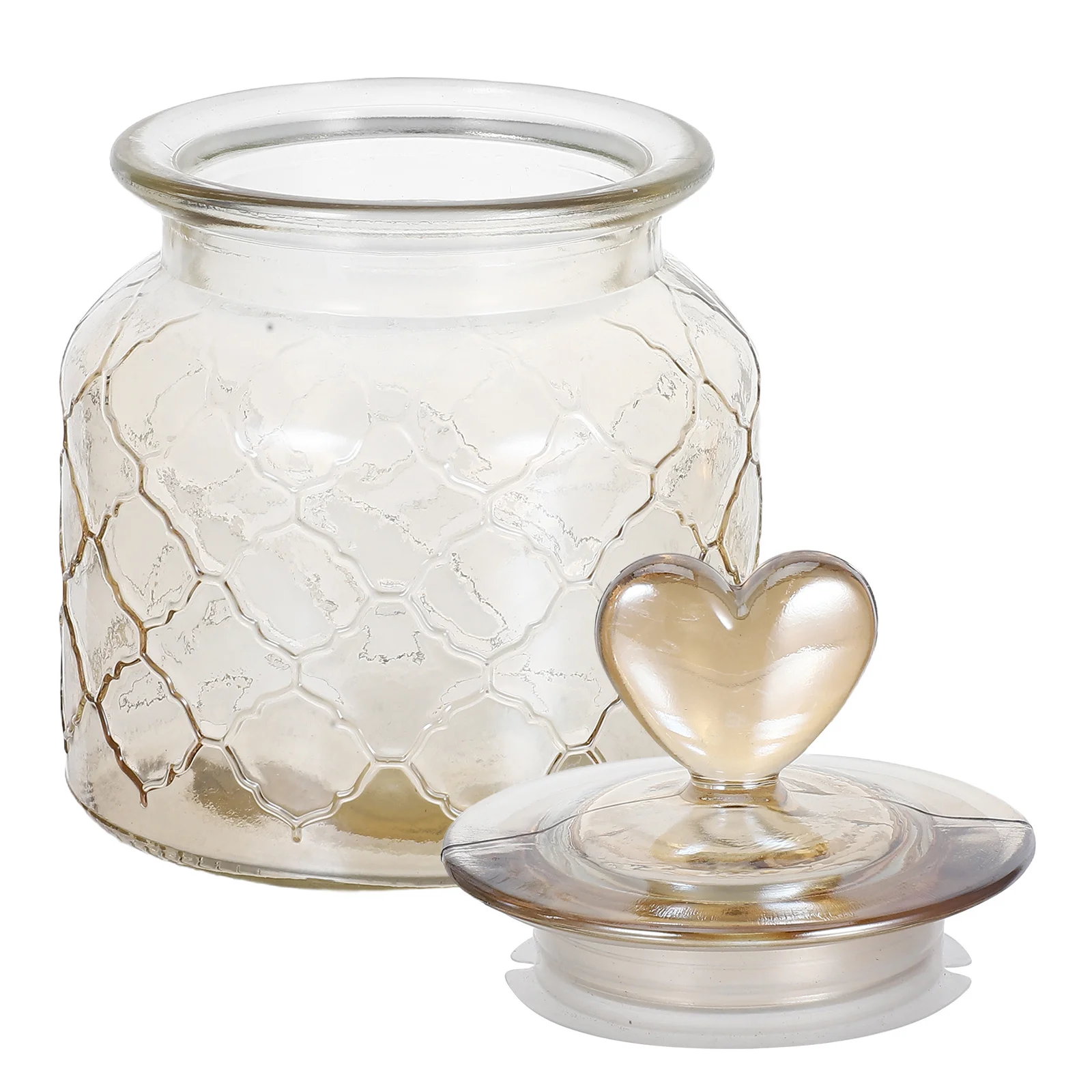 Glass Sealing Snack Storage Jar with Lid Heart Lid Glass Container for Dried Fruit Candy Nuts Herbal Tea Storage