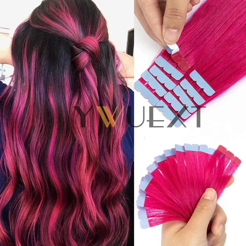 شريط صغير في الشعر البشري بألوان فاخرة 12-20 بوصة وصلات شعر شريطية طبيعية مستقيمة لتصفيفة الشعر في المخرج