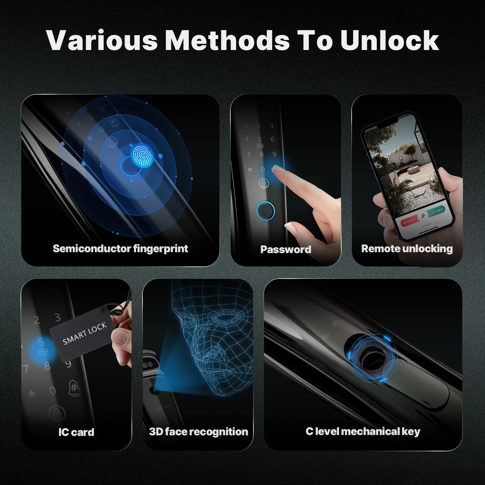 Neuankömmling Smart Door Fingerabdruck Digital Wifi Smart mit Kameramonitor Senden Sie Fotos an Telefon