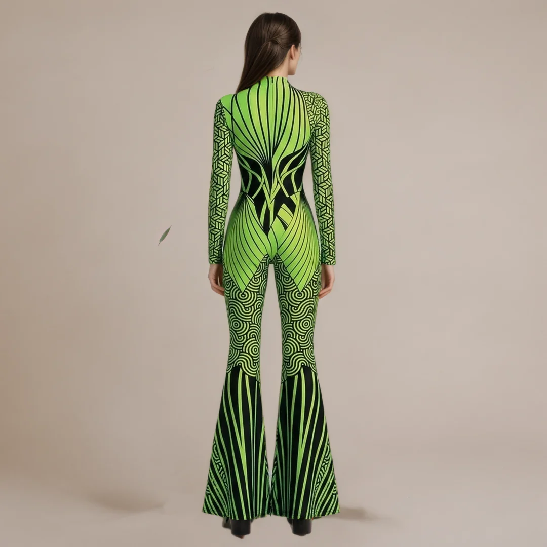 Damen Schmetterling-Flared-Jumpsuit Cosplay Dehnbarer Kostüm-Bodysuit für Zirkus, Karneval, Bühnenshow, Party, Halloween-Ausführung – Detail 7