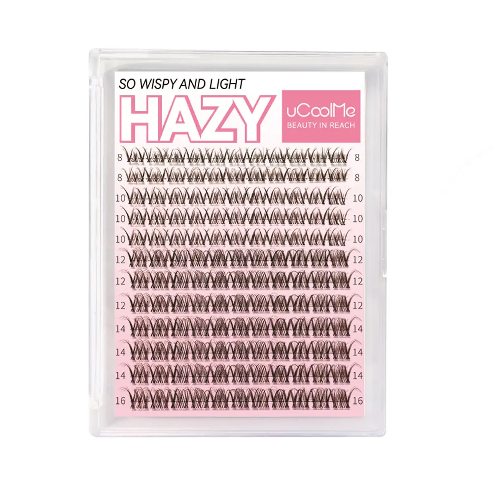uCoolMe Lashes HAZY Spider DD Curl Clusters Kit Bond and Seal Remover Home DIY Long-lasting Waterproof Wispy Eyelash Extension