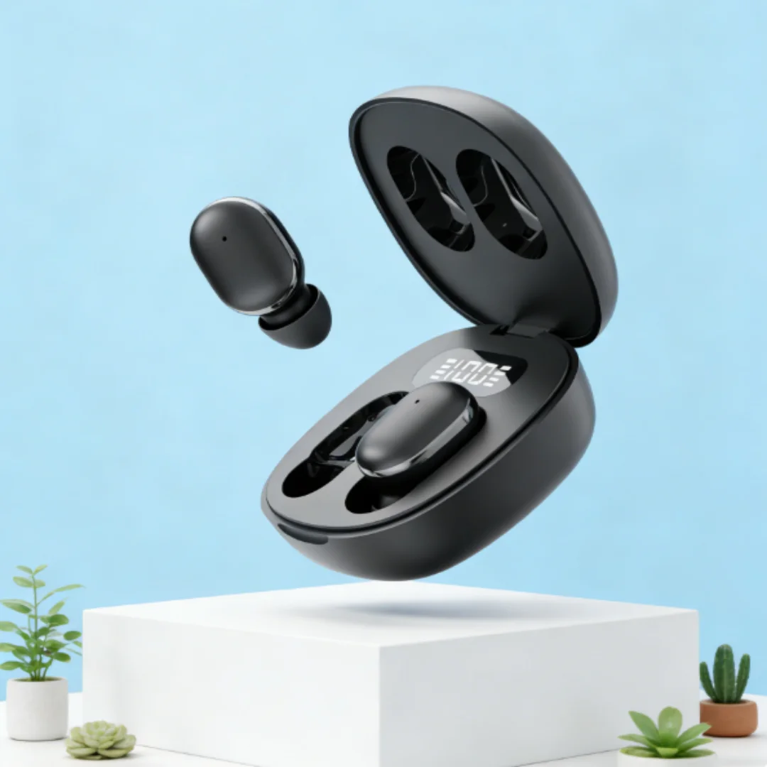 TWS Wireless Bluetooth Headset Transparent ENC Headphones LED Power Digital Display Stereo Sound Earphones for Sports Working