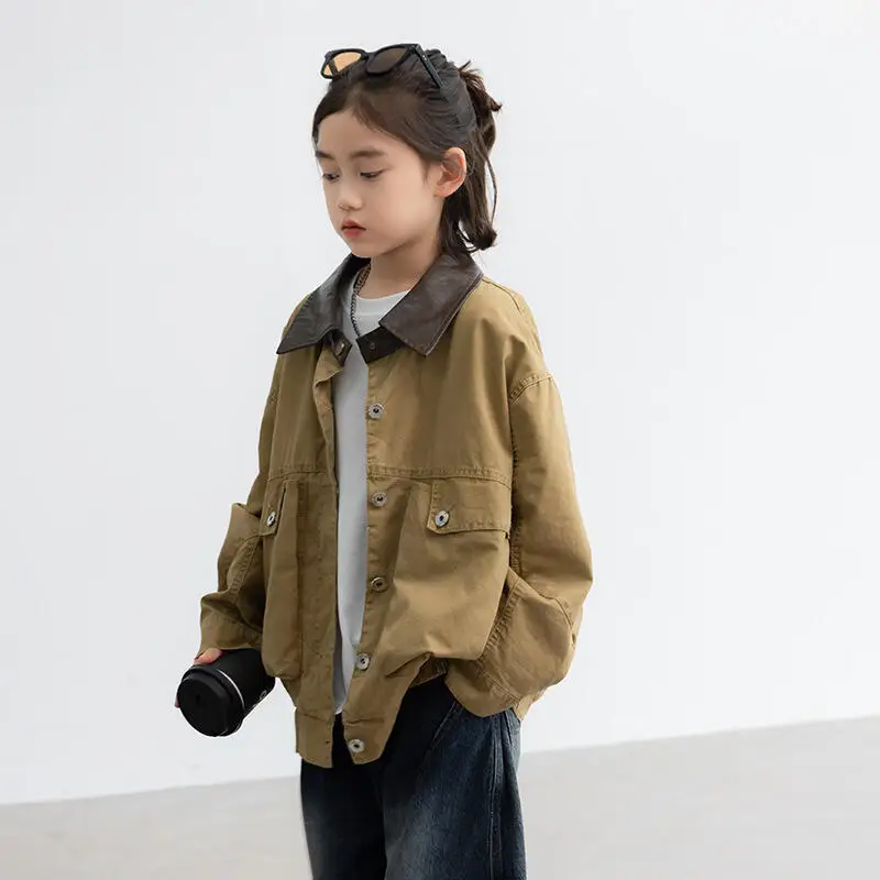 Kawaii فتاة بلوزات على الموضة طالب الربيع والخريف عادية الكرتون منتصف طول التلبيب سترة طويلة الأكمام معطف ملابس الأطفال