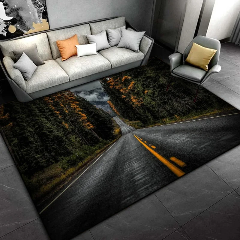 Roadside Scenery Carpet for Living Room Home Decor Large Area Rug Natural Landscape Bedroom Floor Mat Bathroom Non-slip Doormat