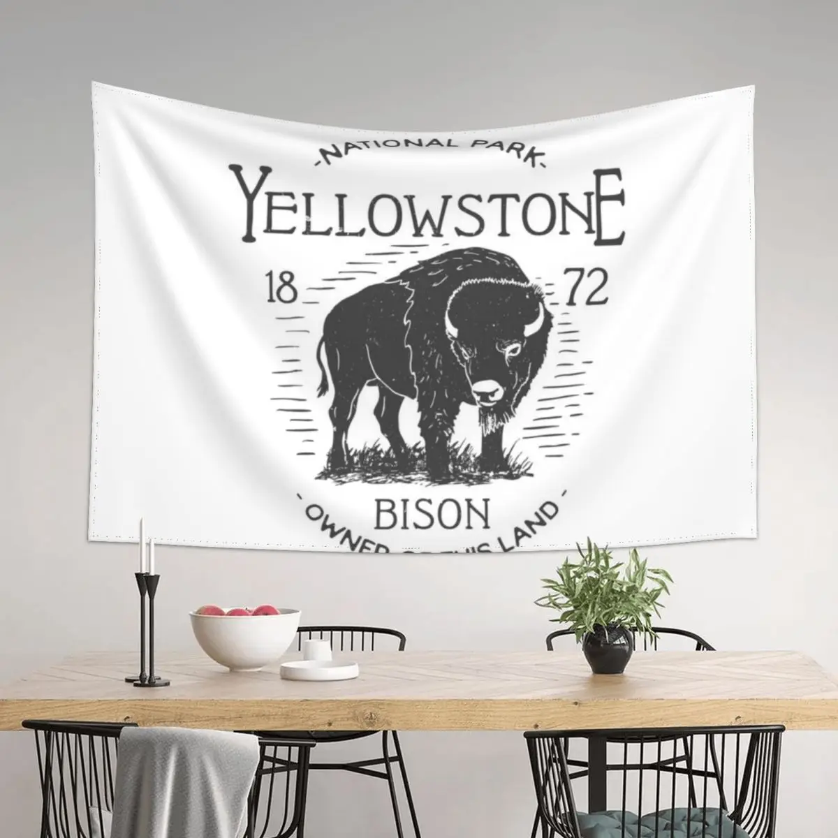 

Yellowstone National Park Bison Owner of This Land I love hiking Tee Tapestry Bed Room Decoration Decoration Home Tapestry