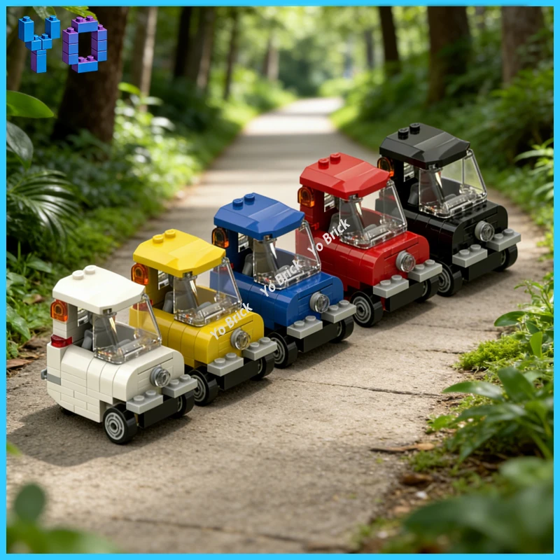 5 Wide Retro Tiny Car MOC Building Set, Compact Vintage Vehicle Model for Hobby Enthusiasts and Showcase