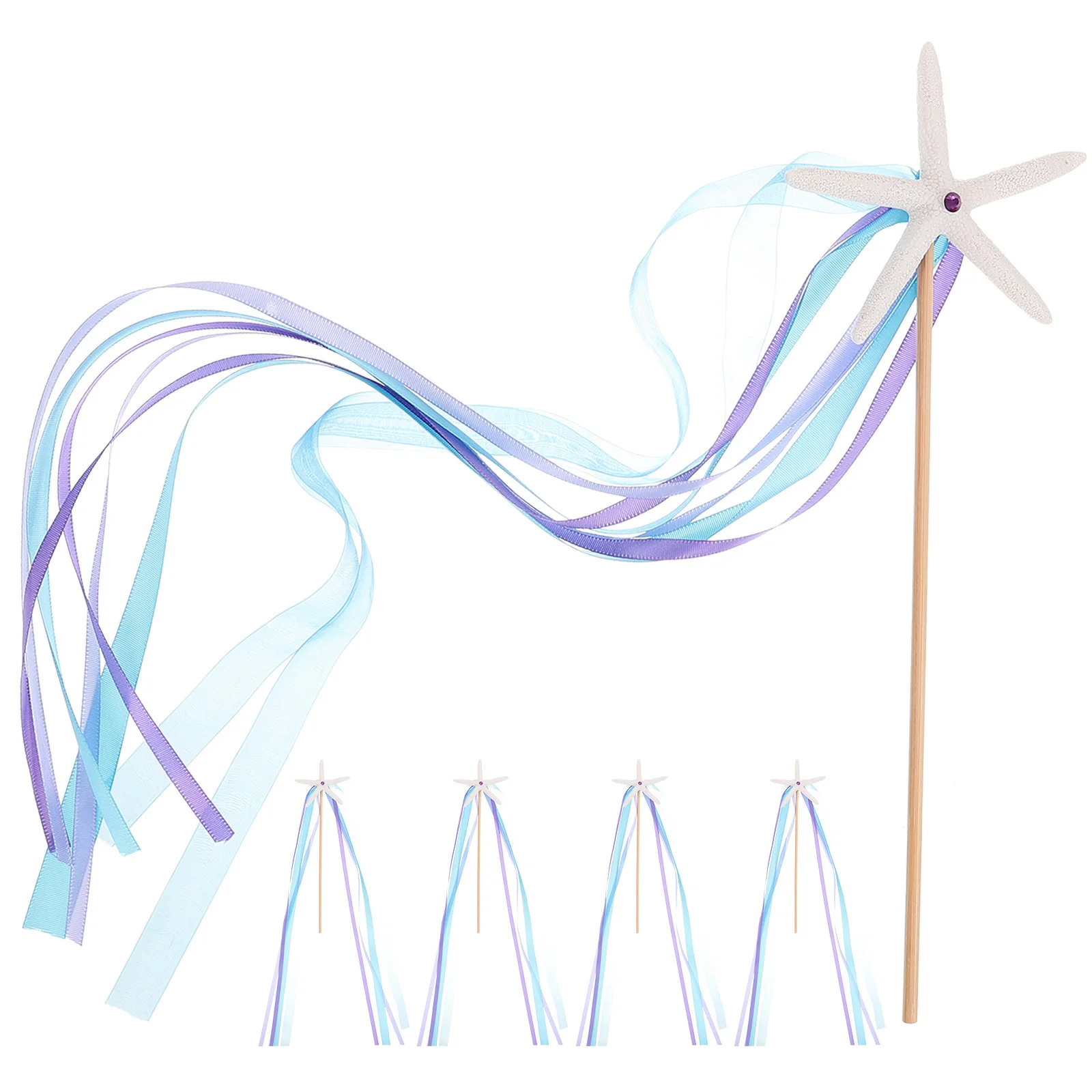 

5pcs Fairy Wand -Shaped Ribbon Design Decorative Wands For Girls Birthday Party Halloween Cosplay Stage Performance