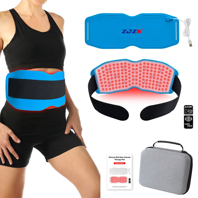 

Nir Red Light Therapy Neurve Pain Menstrual Massage Belt Lower Back Pain Relief Device 940nm 850nm 660nm 24W With 450 LED Chips