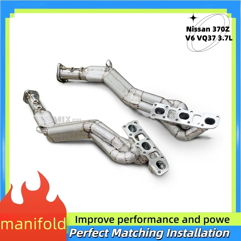 For Nissan 370Z V6 VQ37 3.7L Stainless Steel Exhaust manifold with resonant joint exhaust system downpipe converter