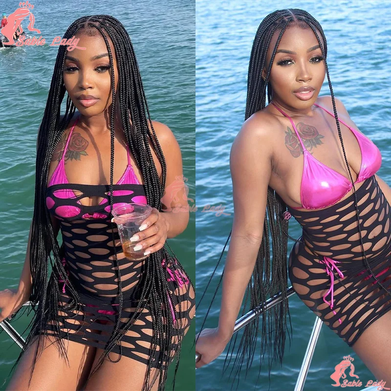 

36 "Корроурон плетеные парики синтетический парик фронта шнурка с косами для женщин без узлов коробка плетеный парик с волосами ребенка