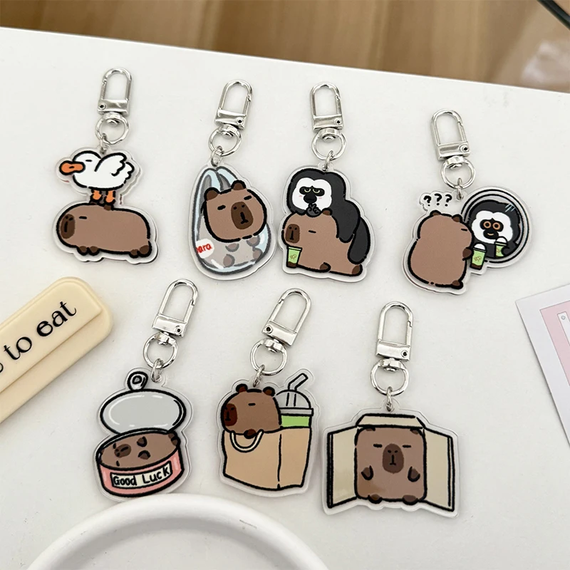 Mooie Cartoon Capybara Acryl Sleutelhanger Hanger Sleutelhanger Voor Tas Hanger Accessoires Cadeau