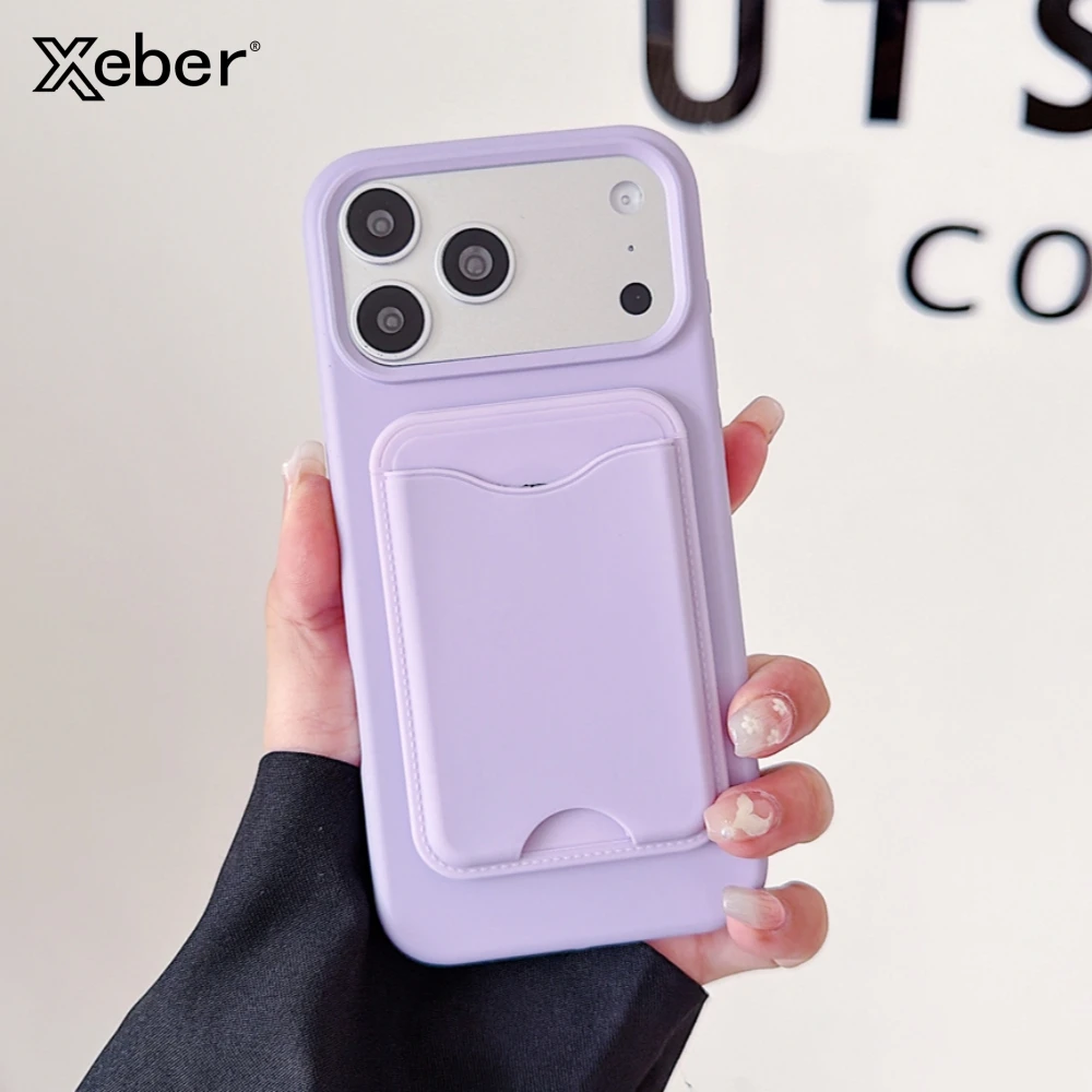 Luxuriöse Magnetische Flüssigsilikon-Handyhülle für iPhone 15 16 17 Pro Max Mit Magsafe Kartenfach Brieftasche Bonbonfarben Stoßfeste Abdeckung
