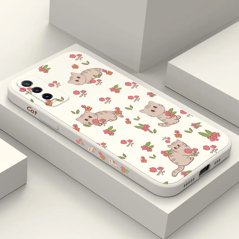 Cute Kitten Case For VIVO Y20 Y12 Y22 Y02 Y76 Y30 Y50 Y33 Y35 Y76 Y95 Pro 4G 5G Silicone Cover