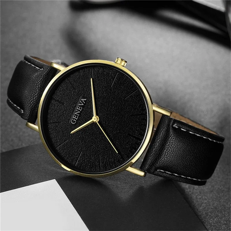 GENEVA Brand Men Watches Simple Sports Men\'s Quartz Wristwatch Leather Watchband Fashion Casual Watch for Men relogios masculino