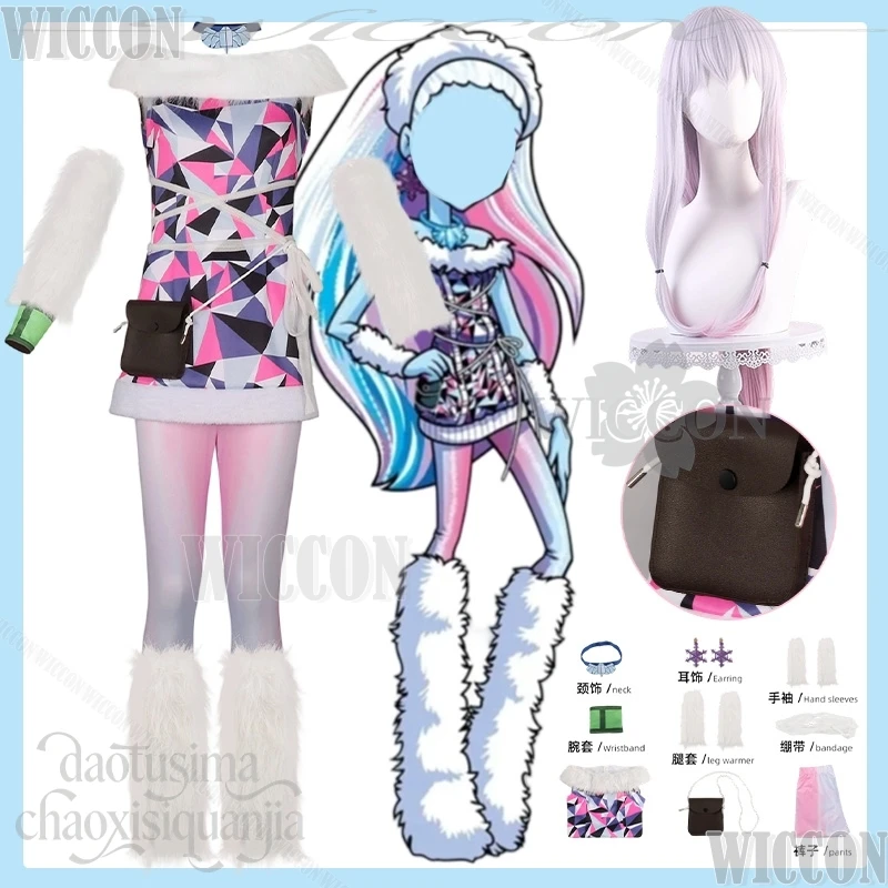 

Лидер продаж, косплей Эбби для девочек, аниме-костюм Jirai Kei, зимнее мини-платье для девочек, меховой костюм, рождественская униформа, наряд Comic Con