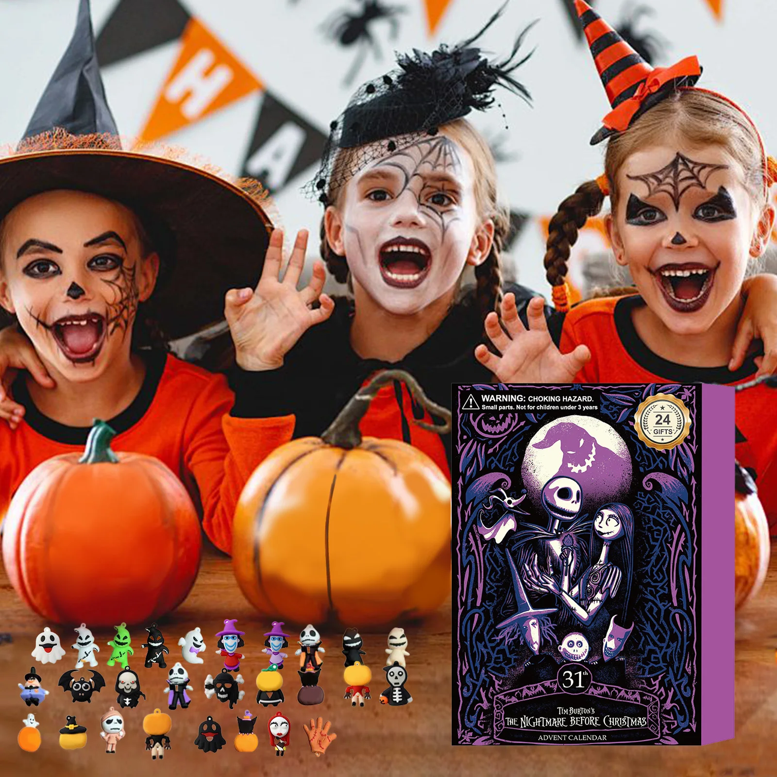 24Pcs Happy Halloween Advent 24 Day Countdown Calendar Blind Box Gothic Horror Atmosphere Calendar Toy Blind Box