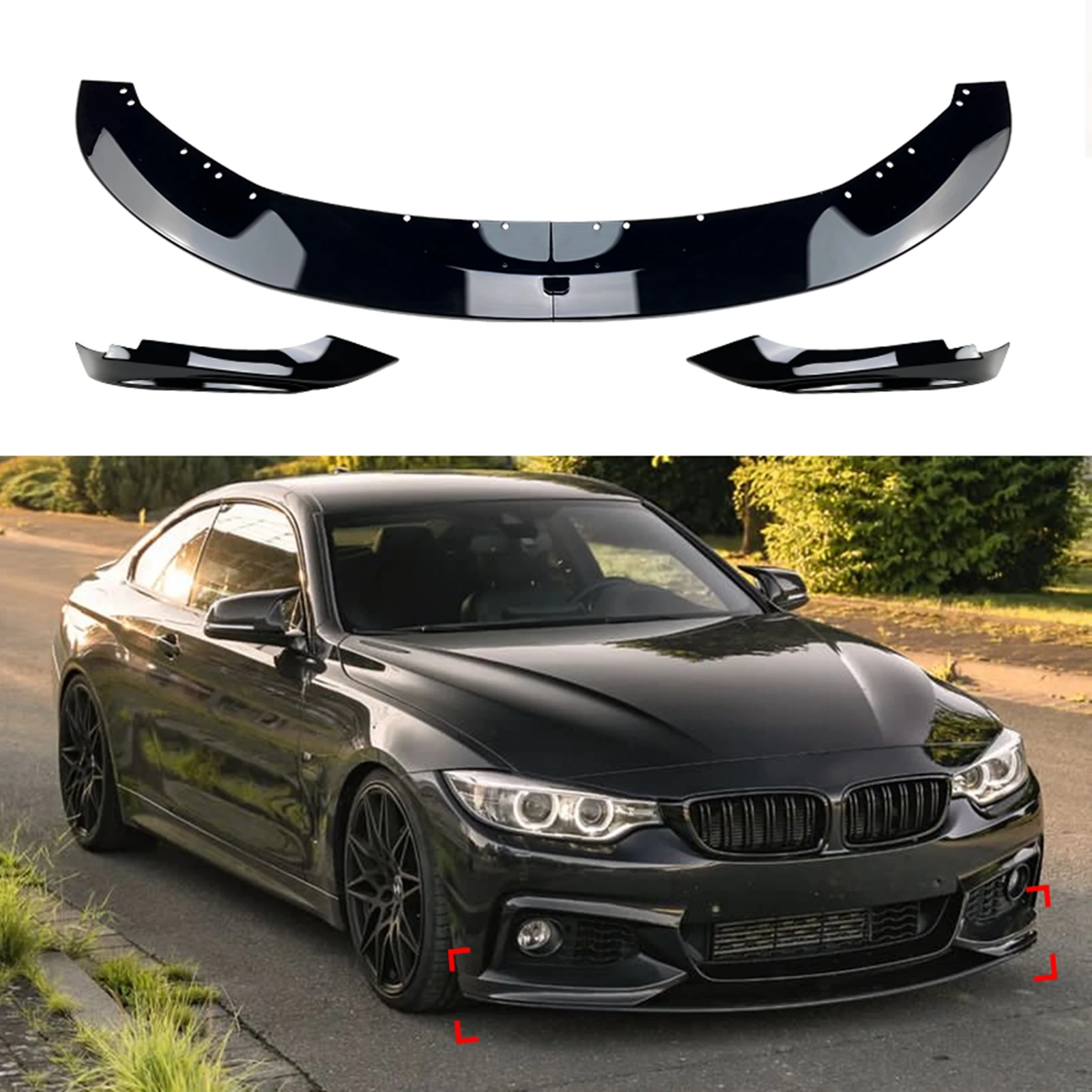 車のフロントバンパーブレード,スポイラー,サイドフレア,BMW 4シリーズ用,f32,f33,f36,435i,mスポーツ,2014-2020